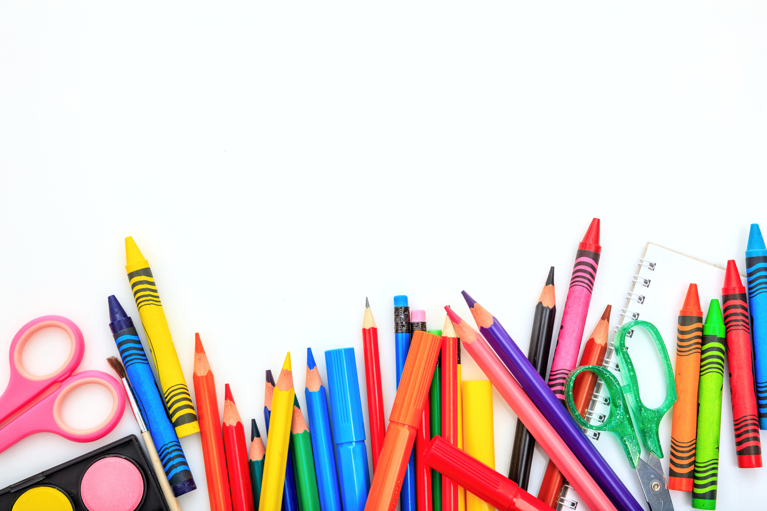 School supplies on white background